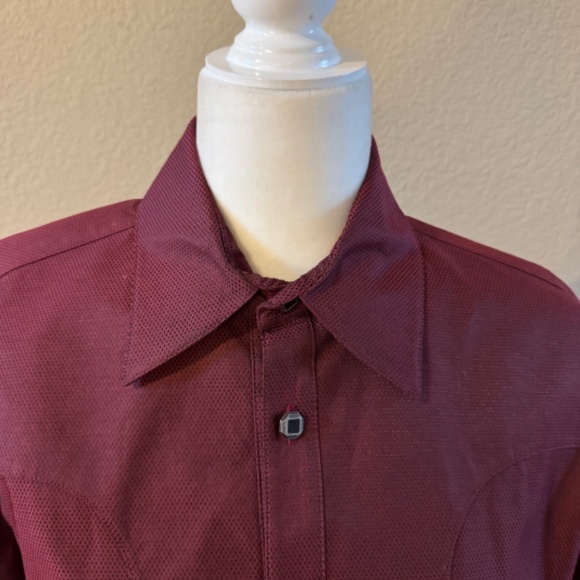 Men's Stubbs Long Sleeve Maroon Black High End Western Wear Shirt SZ M - Picture 2 of 9